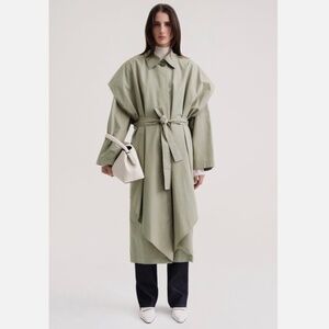 ★Org.$1200 100% Authentic!! NWT TOTEME Layered cotton cupro trench Size 40★